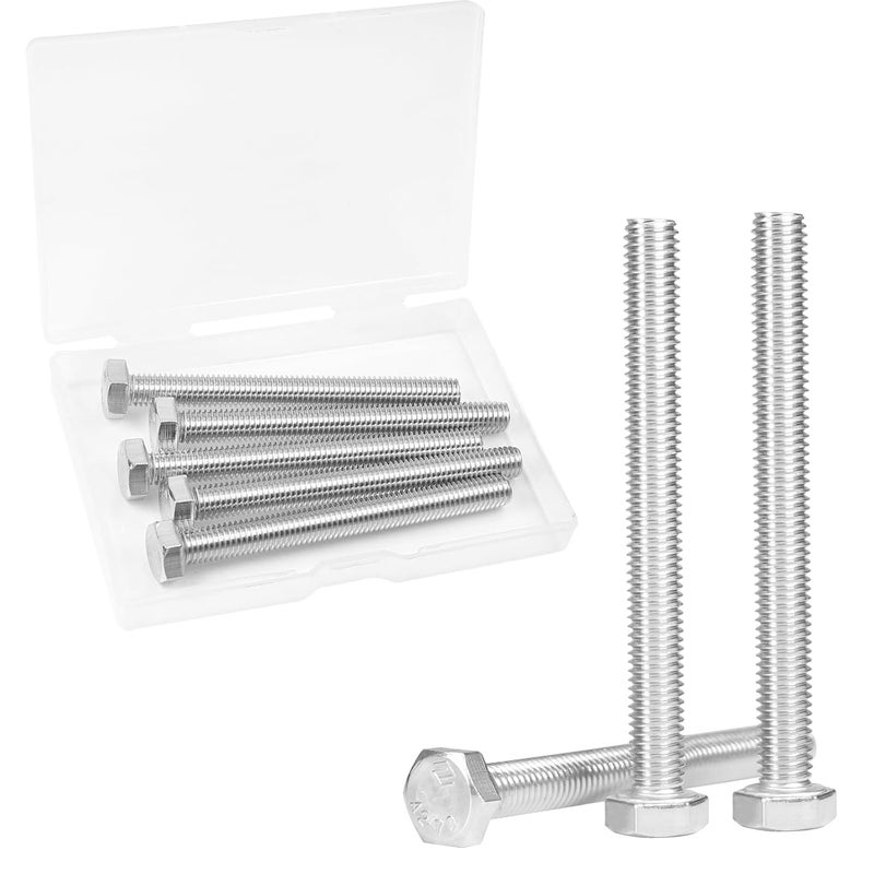 Yinpecly 5 Pcs M8 Hex Bolts M8-1.25 x 80mm Hex Head Screw Bolt 304 Stainless Steel M8-1.25mm Hexagon Bolts Hex Head Screws, Metric Machine Fully Thread, Bright Finish - Image 1